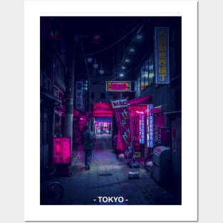 Tokyo Street Neon Synthwave Posters and Art